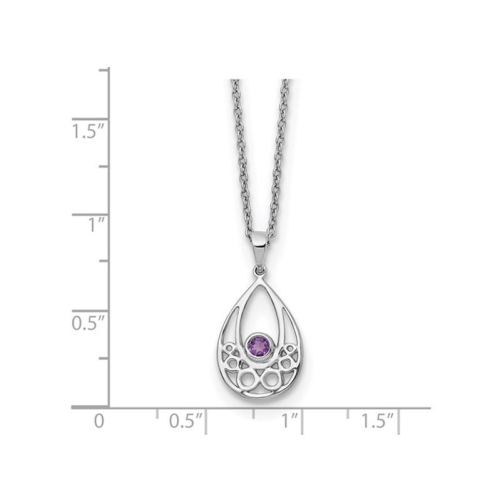 1/10 Carat Amethyst Drop Pendant Necklace in Sterling Silver with Chain