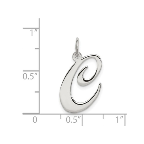 Sterling Silver Fancy Script Initial -C- Pendant Necklace Charm with Chain