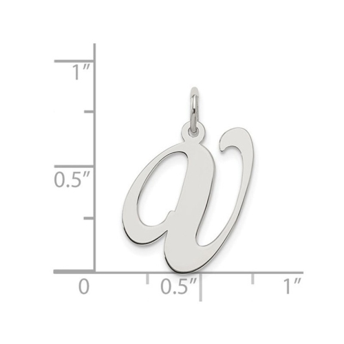 Sterling Silver Fancy Script Initial -V- Pendant Necklace Charm with Chain