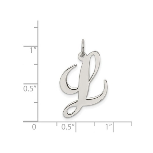Sterling Silver Fancy Script Initial -L- Pendant Necklace Charm with Chain
