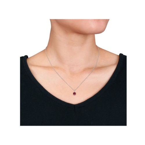 1.00 Carat Lab-Created Ruby Solitaire Pendant Necklace in Sterling Silver with Chain