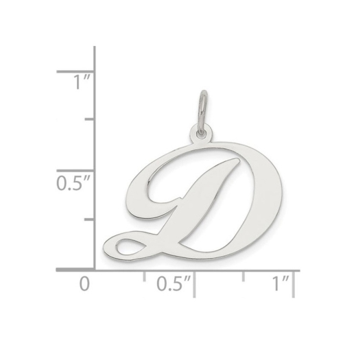 Sterling Silver Fancy Script Initial -D- Pendant Necklace Charm with Chain