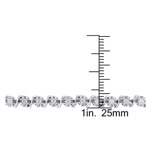 1.00 Carat (ctw) Diamond S-Shape Link Bracelet in Sterling Silver