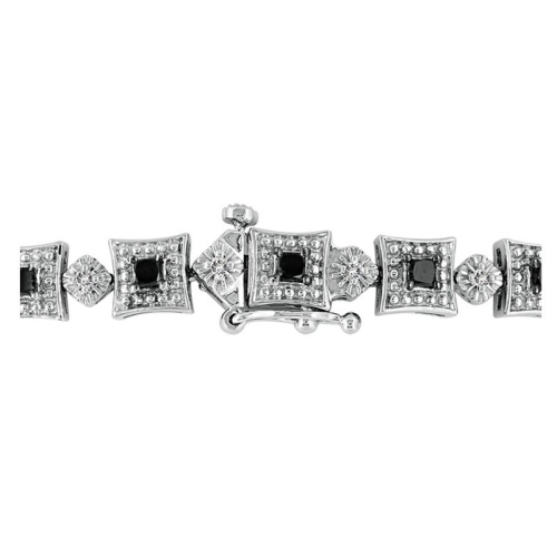 2.00 Carat Black and White Diamond Tennis Bracelet in Sterling Silver (7.5 Inches)