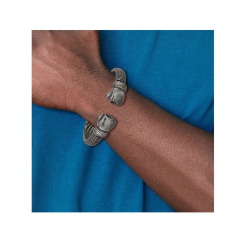 Stainless Steel Gun Metal Boxing Gloves Cuff Bangle Bracelet