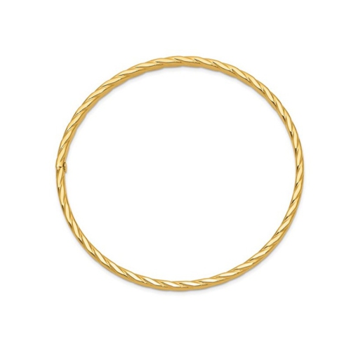 10K Yellow Gold Textured Twist Slip-on Bangle Bracelet