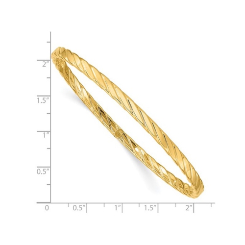 10K Yellow Gold Textured Twist Slip-on Bangle Bracelet