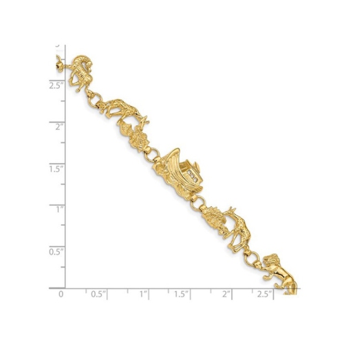 14K Yellow Gold Noahs Ark Charm Bracelet