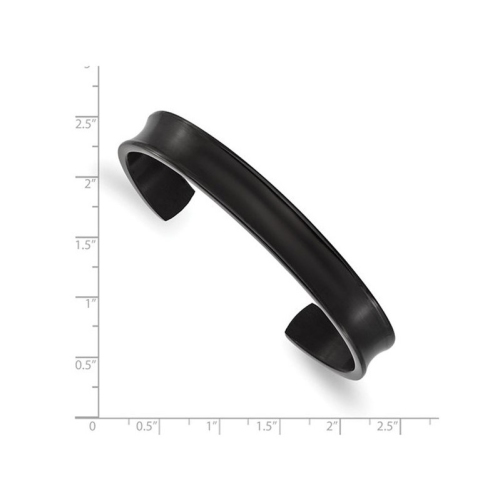 Stainless Steel Black Polished Edge Cuff Bangle Bracelet