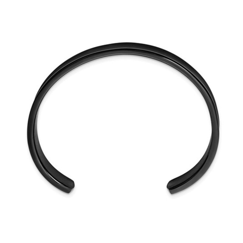 Stainless Steel Black Polished Edge Cuff Bangle Bracelet
