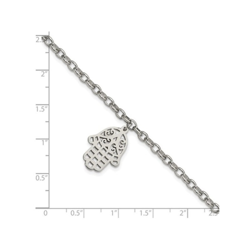 Stainless Steel Hamsa Charm Link Bracelet