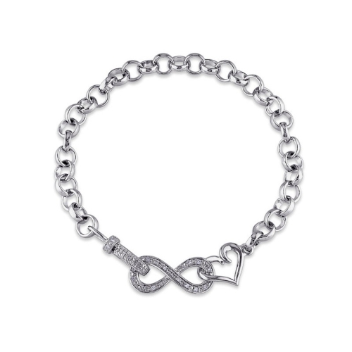 1/10 Carat Diamond Infinity Heart Bracelet in Sterling Silver