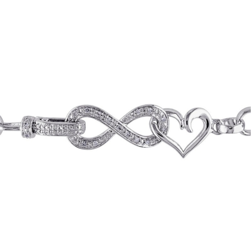 1/10 Carat Diamond Infinity Heart Bracelet in Sterling Silver