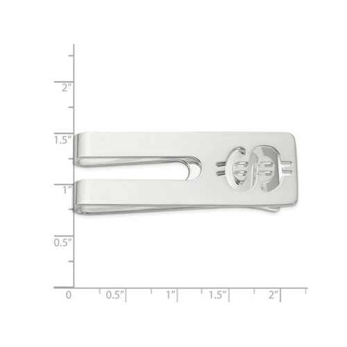 Mens Sterling Silver Cut Out Money Sign Money Clip