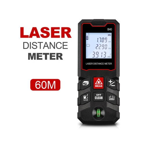 60m Measure LCD Digital Distance Meter Level Mini Range Finder Distance/Area/Volume/Pythagorean Measuring Tool Data Storage