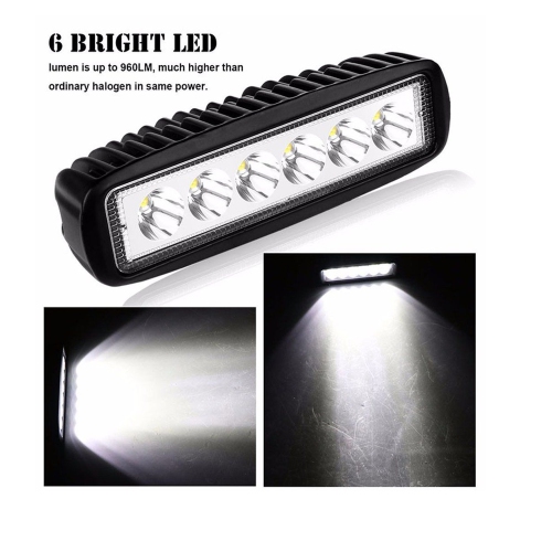 6 Led Bar White Car Fog Lamp, Spot Lamp 18W Car Fog Lamp, Spot Lamp