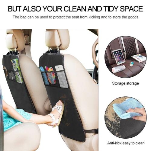 Water & Dirt-proof Car Seat Cover Protector & Car Backseat Organizer Kick Mat