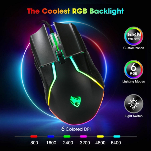 Detachable & Ergonomic Mechanical Keyboard and Mouse Combo RGB Gaming 104 Keys