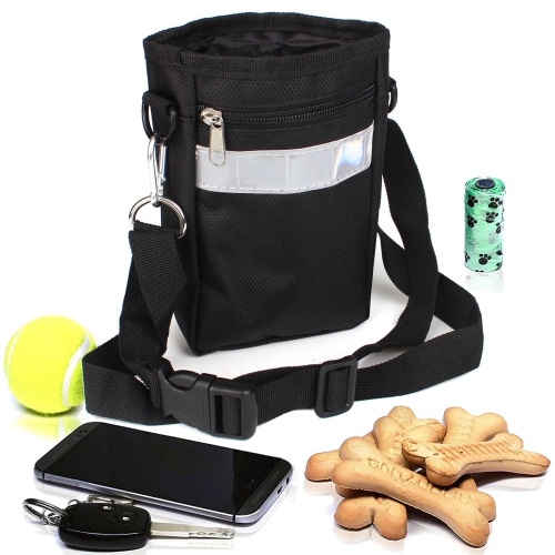 [High-Quality] Black Dog Treat Training Pouch W/ Adjustable Shoulder Strap Belt