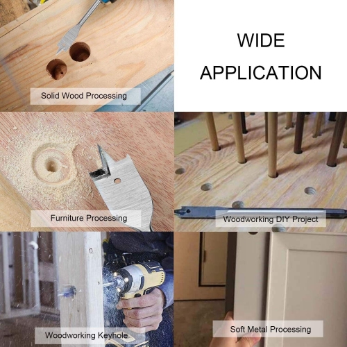 6Pcs Flat Drill Bit Set Hex Shank Wood 10 12 16 18 20 25Mm for Woodworking