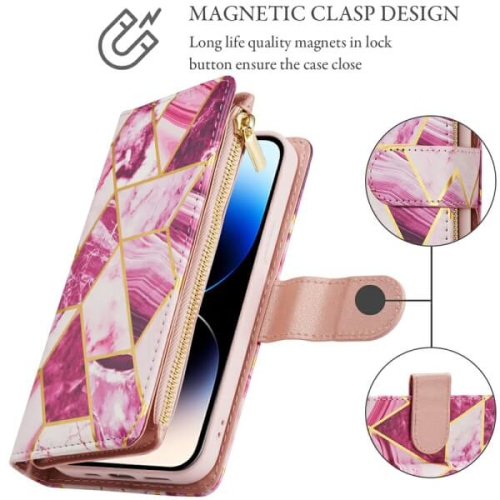 Supershield Apple iPhone 14 Pro Wallet Pouch Case, detachable magnet phone cover, Store 6 cards, PU Leather Flip Cover with Kickstand Magnetic