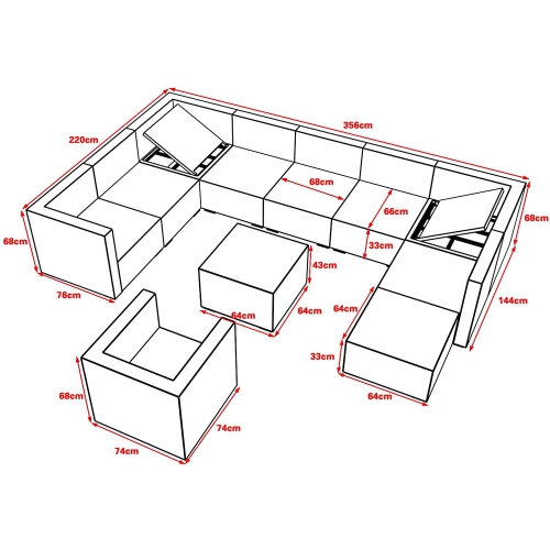Furniture One 11 Pieces Patio Recliner Furniture Set Aluminum Frame Full Assembled Brown