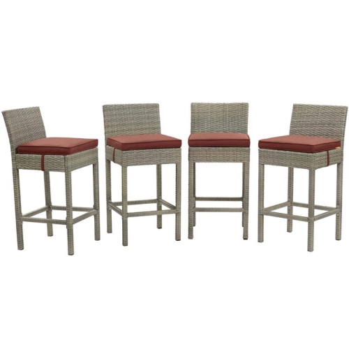 MODWAY  Conduit Rattan Outdoor Bar Stool In Light And Currant (Set Of 4) In Gray