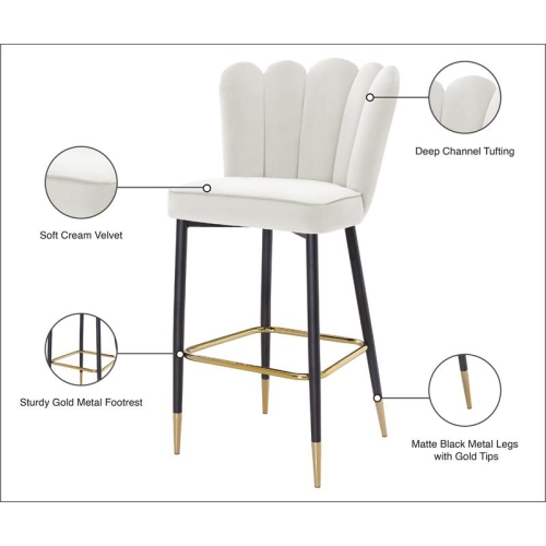 Meridian Furniture Lily Cream Velvet Stool