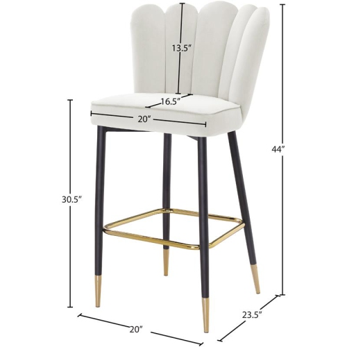 Meridian Furniture Lily Cream Velvet Stool