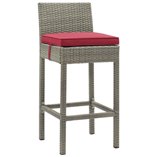 MODWAY  Conduit 30"" Patio Bar Stool In Light Gray And In Red