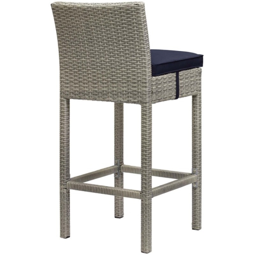 Modway Conduit Rattan Outdoor Bar Stool in Light Gray and Navy