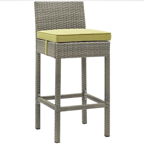 Modway Conduit Rattan Outdoor Bar Stool in Light Gray and Peridot