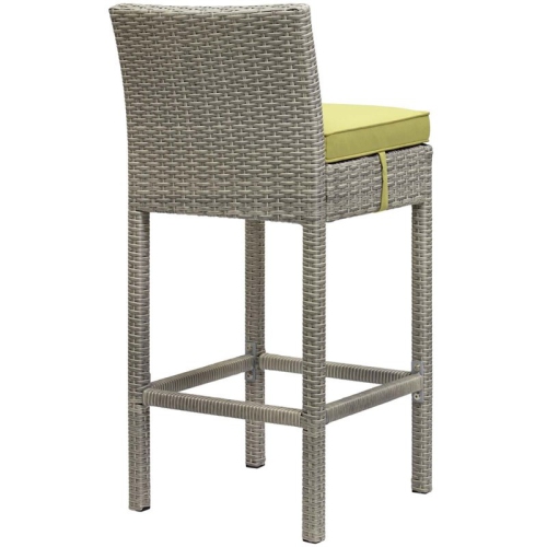 Modway Conduit Rattan Outdoor Bar Stool in Light Gray and Peridot