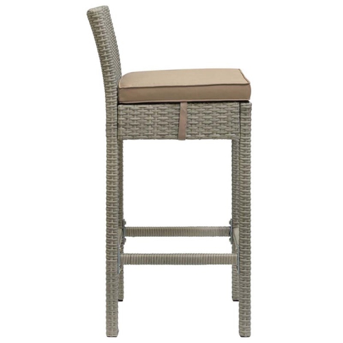 Modway Conduit 30"" Patio Bar Stool in Light Gray and Mocha