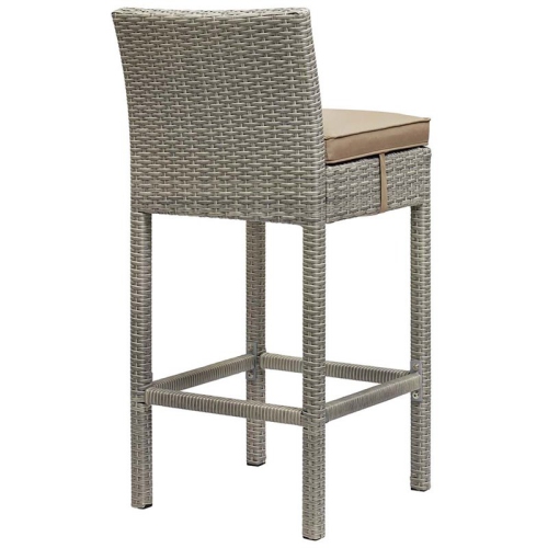 Modway Conduit 30"" Patio Bar Stool in Light Gray and Mocha