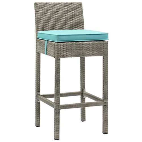 MODWAY  Conduit 30"" Patio Bar Stool In Light And Turquoise In Gray