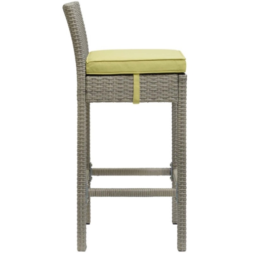 Modway Conduit Rattan Outdoor Bar Stool in Light Gray and Peridot