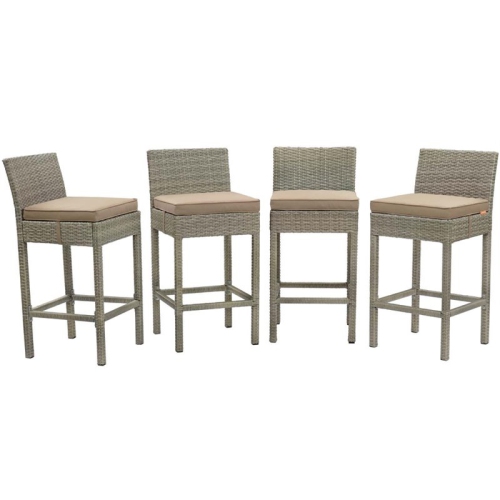 MODWAY  Conduit Rattan Outdoor Bar Stool In Light And Mocha (Set Of 4) In Gray