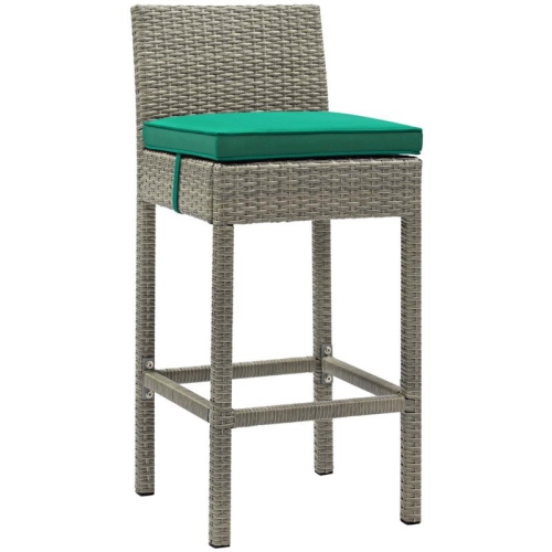 Modway Conduit Rattan Outdoor Bar Stool in Light Gray and Green
