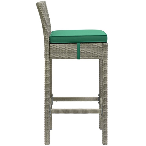 Modway Conduit Rattan Outdoor Bar Stool in Light Gray and Green