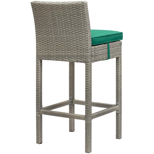 Modway Conduit Rattan Outdoor Bar Stool in Light Gray and Green