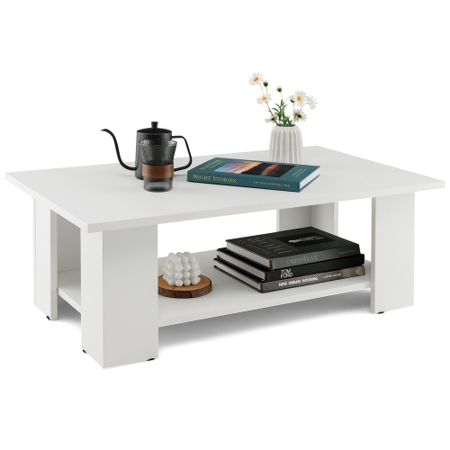 Costway Coffee Table 2-Tier Modern Center Cocktail Table with Storage Shelf for Living Room