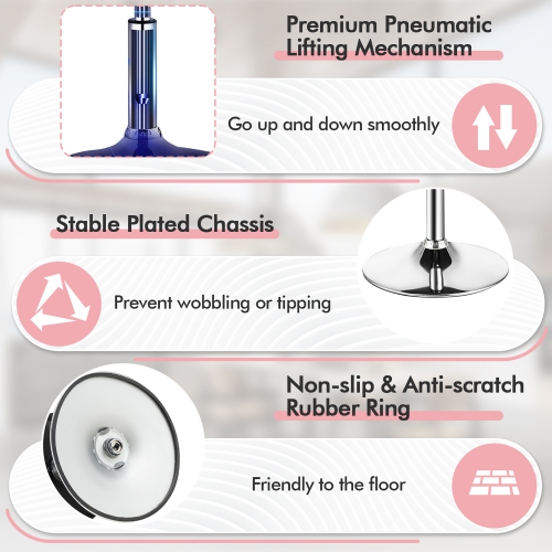 Costway Vanity Stool Adjustable 360° Swivel Storage Makeup Chair w/ Removable Tray