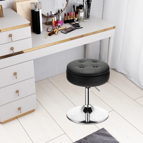 Costway Vanity Stool Adjustable 360° Swivel Storage Makeup Chair w/ Removable Tray
