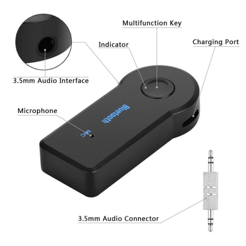 SuperShield Bluetooth Car Adapter, Bluetooth Aux Adapter Portable Bluetooth Music Receiver, Mini Wireless 3.5mm Aux Adapter for Car Home Stereo