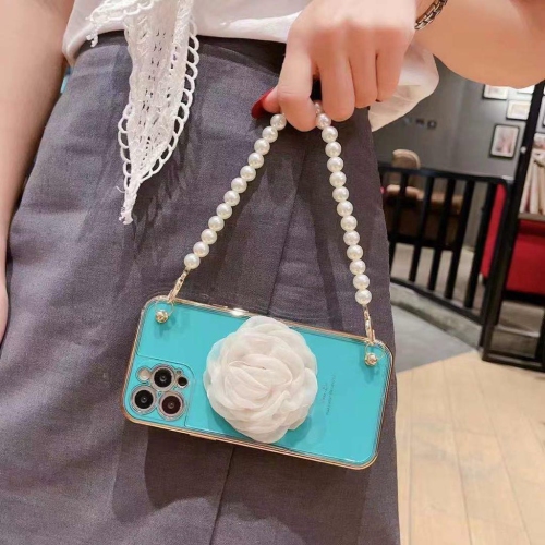 Apple iPhone 11 Women Wrist Chain Bracelet Heavy Duty Case Luxury Silicone Flower Cover