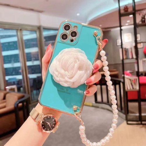Apple iPhone 11 Women Wrist Chain Bracelet Heavy Duty Case Luxury Silicone Flower Cover