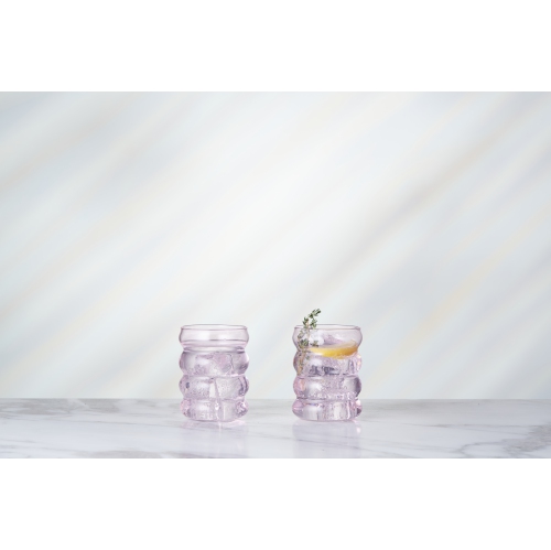 Galateo Capri Collection Bolla Rosé Bubble-Shaped Borosilicate Drinking Glasses - Set of 4