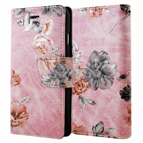 CSMART  [Cs] Iphone 14 Pro Max Case, Magnetic Leather Folio Wallet Flip Case Cover With Card Slot Flower In Pink
