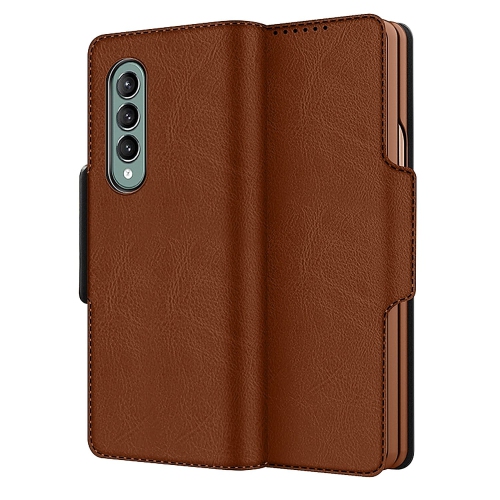 SaharaCase - Leather Folio Wallet Case for Samsung Galaxy Z Fold 3 5G - Brown